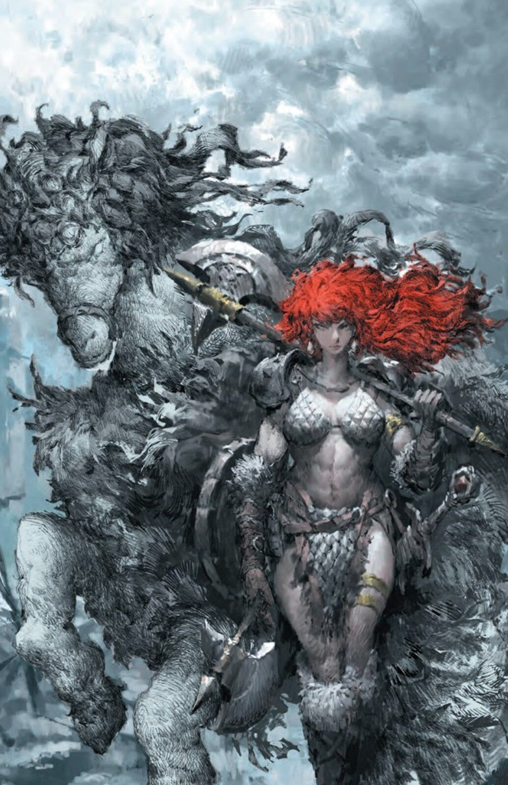 RED SONJA NOIR #1 - DONGHEE KIM VIRGIN VARIANT WRAPAROUND COVER A HEROESCON KNIGHT OF COMICS EXCLUSIVE