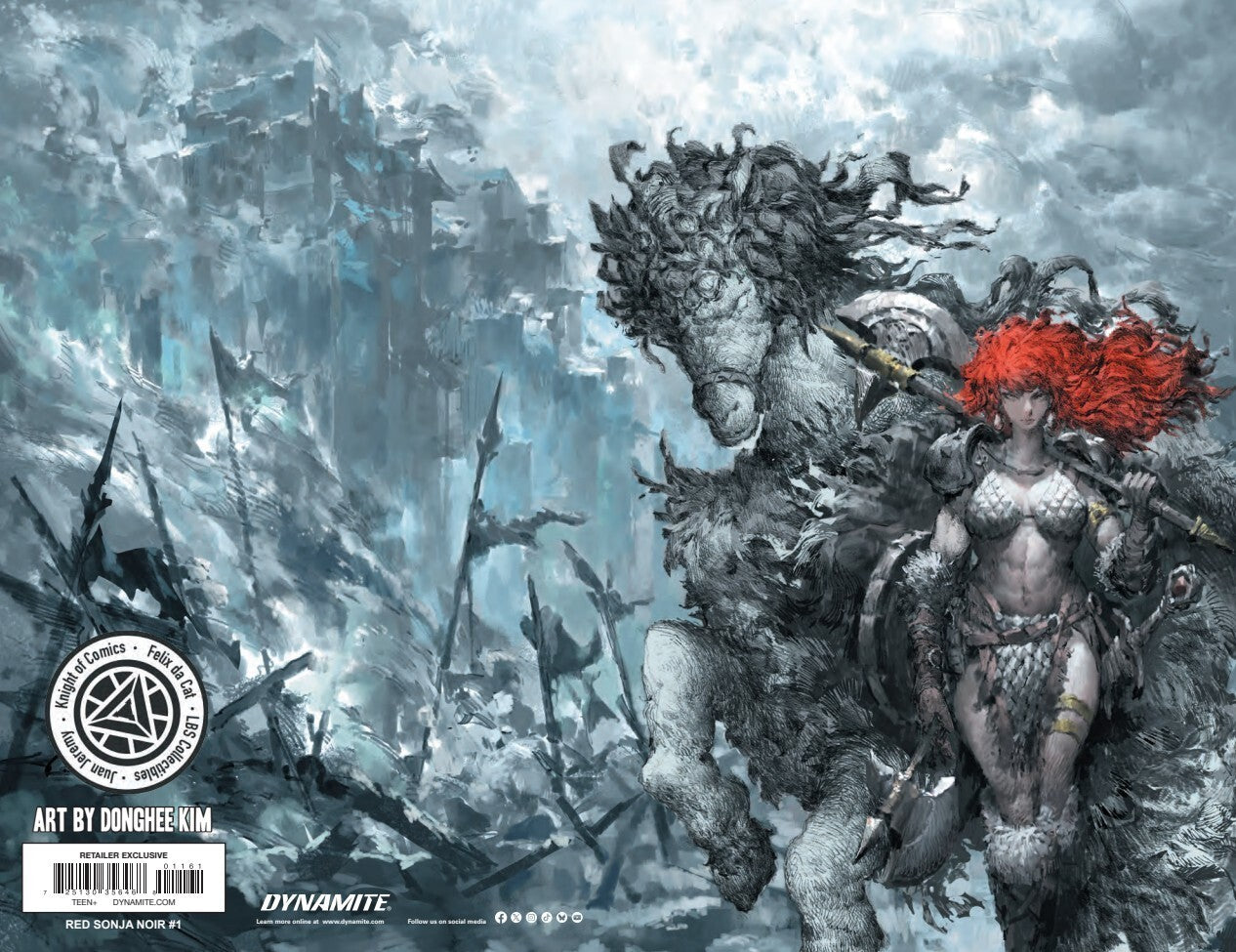 RED SONJA NOIR #1 - DONGHEE KIM VIRGIN VARIANT WRAPAROUND COVER A HEROESCON KNIGHT OF COMICS EXCLUSIVE