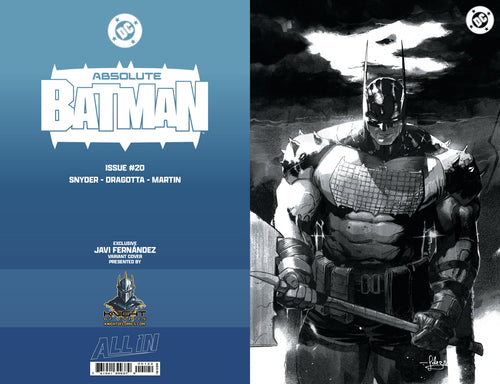 ABSOLUTE BATMAN #20 - JAVIER FERNANDEZ BLACK AND WHITE VIRGIN VARIANT KNIGHT OF COMICS EXCLUSIVE LTD 1000